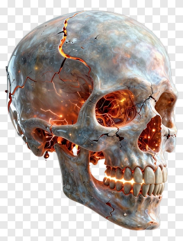Fiery Skull With Cracks PNG