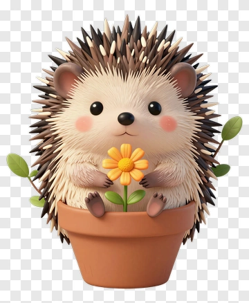 Cute Hedgehog Holding A Flower PNG