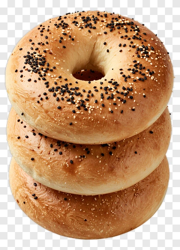 Stack Of Bagels With Seeds PNG