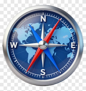 Modern Compass With World Map PNG