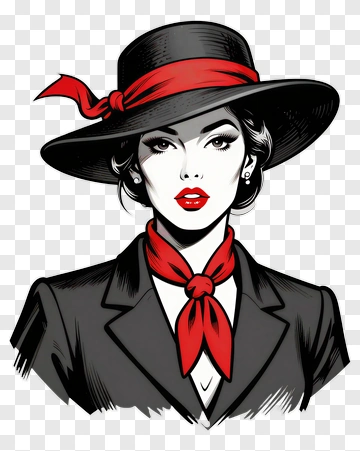 Woman In Red Hat And Scarf PNG