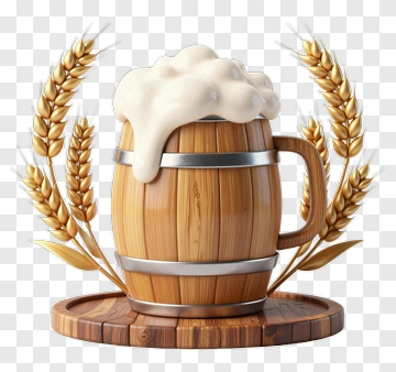 Beer Mug With Wheat Stalks PNG
