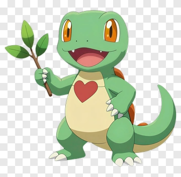 Squirtle Holding A Branch With Leaf PNG