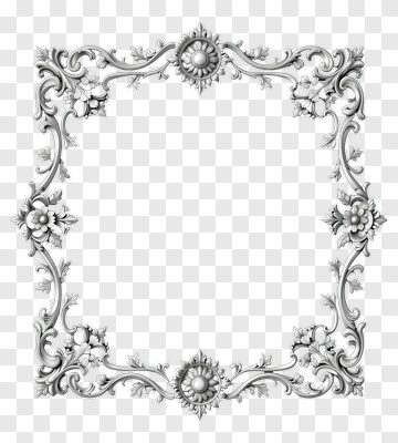 Ornate Frame With Floral Decorations PNG