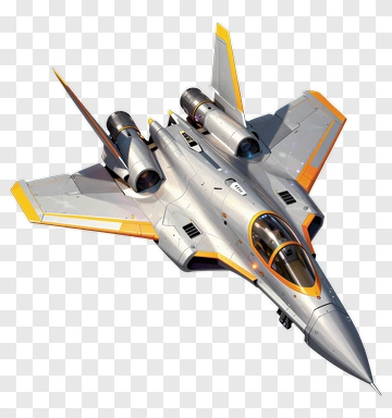 Silver And Orange Fighter Jet PNG