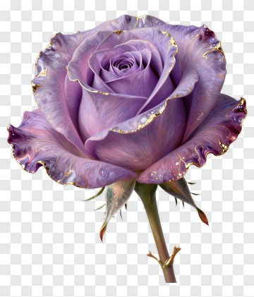 Purple Rose With Gold Trim PNG