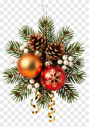 Christmas Ornament With Pine Cones And Berries PNG