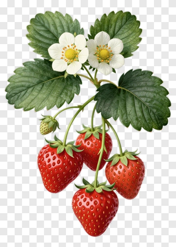 Strawberry With Flower And Leaf PNG