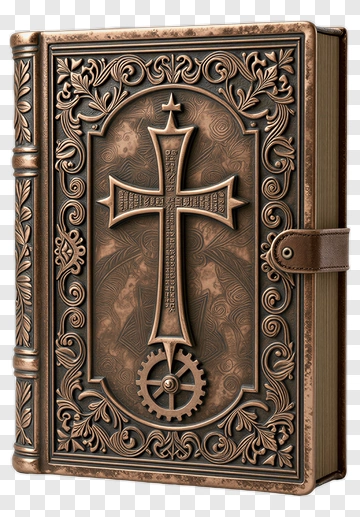 Ornate Book With Cross Design PNG