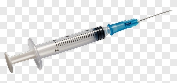 Medical Syringe With Blue Needle PNG