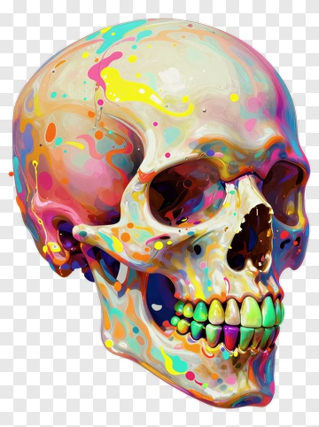 Colorful Skull Art PNG