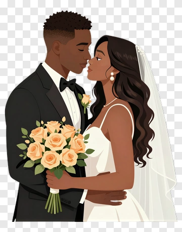 Couple In Wedding Attire Embracing PNG