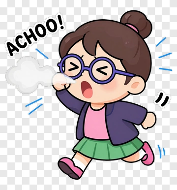 Girl Sneezing With Glasses PNG