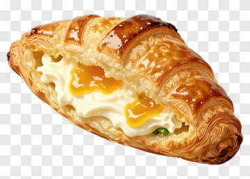 Golden Croissant With Cream And Jam PNG