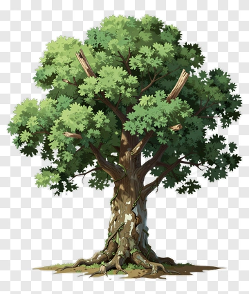 Cartoon Tree With Broken Branches PNG