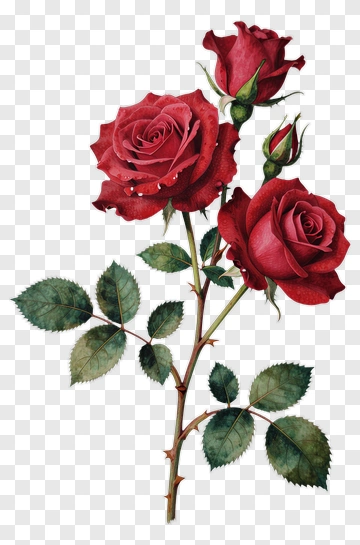 Red Roses With Green Leaves PNG
