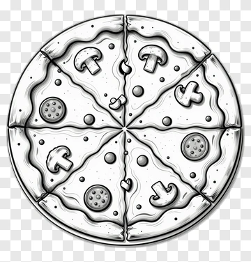 Hand Drawn Pizza With Mushrooms And Pepperoni PNG