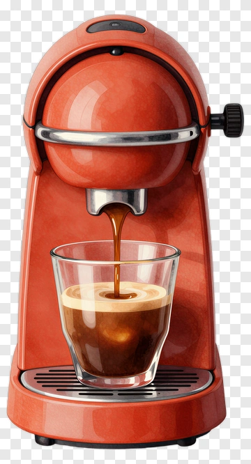 Red Coffee Machine Pouring Coffee PNG