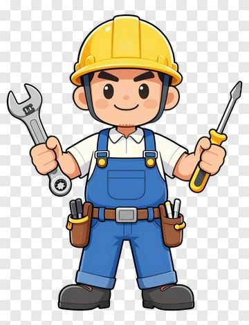 Construction Worker Holding Tools PNG