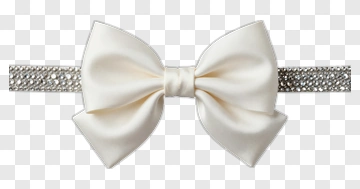 White Bow Headband With Rhinestones PNG