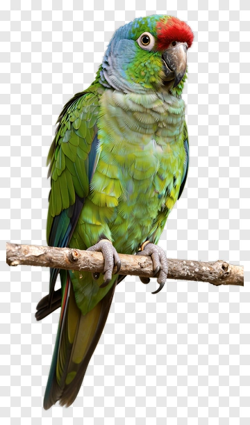 Green Parrot With Red Crown PNG