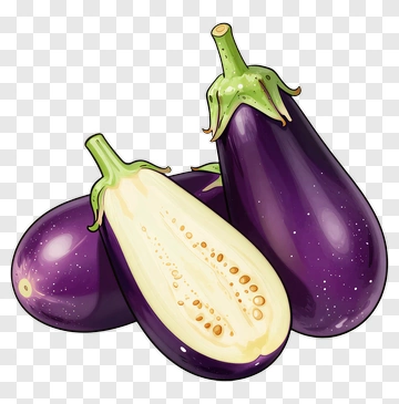 Purple Eggplant With Green Stem PNG