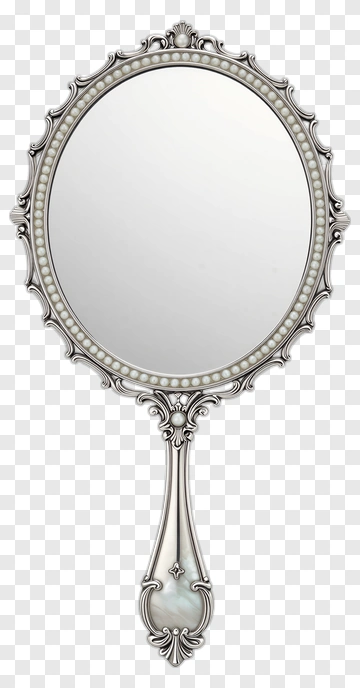 Ornate Hand Mirror With Pearl Frame PNG