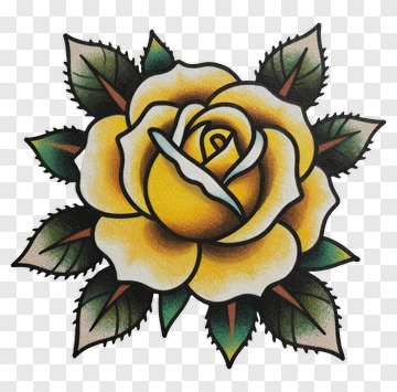 Yellow Rose Tattoo Design PNG