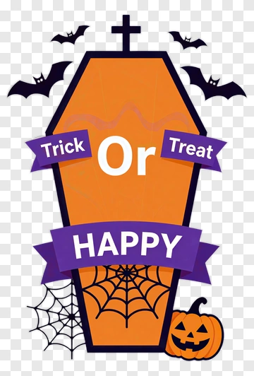 Halloween Coffin With Pumpkins And Bats PNG