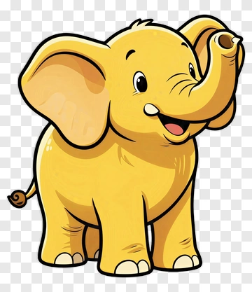 Yellow Cartoon Elephant PNG
