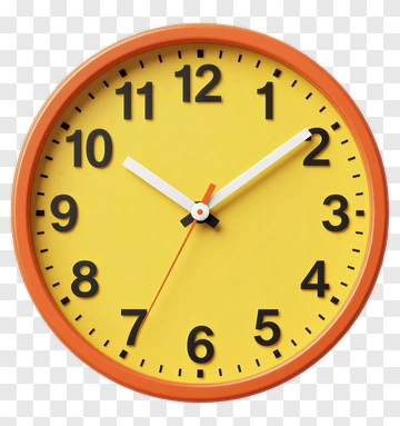 Yellow Wall Clock With Orange Frame PNG
