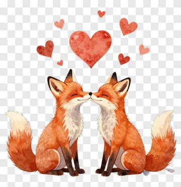 Two Foxes Sharing A Loving Moment PNG