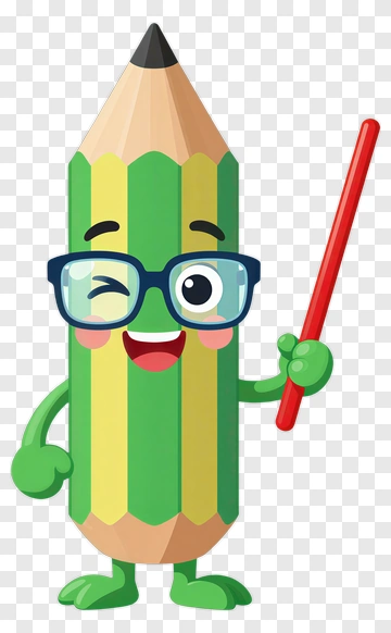 Winking Pencil Cartoon Character PNG