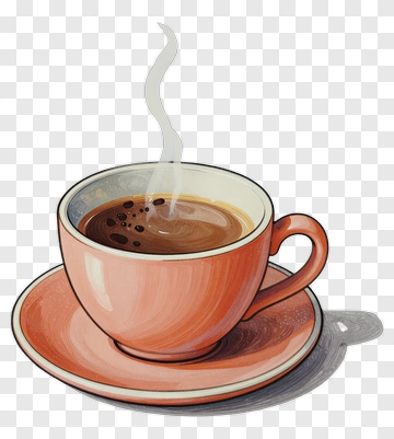 Orange Coffee Cup With Steam PNG