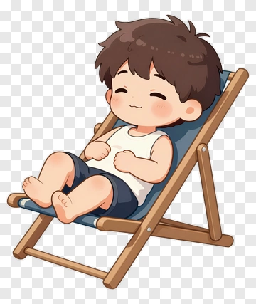 Boy Relaxing On Deck Chair PNG