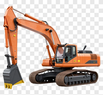 Orange Excavator With Gray Bucket PNG