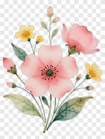 Pink And Yellow Floral Bouquet PNG