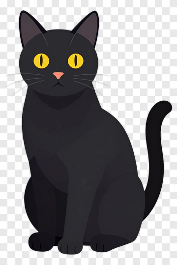 Black Cat Sitting PNG