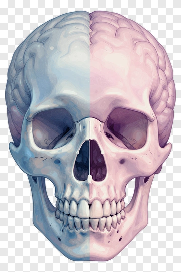 Split Skull With Blue And Pink Brain PNG