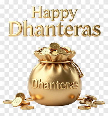 Happy Dhanteras Gold Money Bag PNG