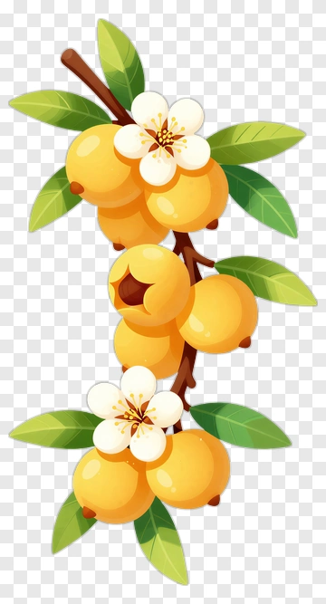 Loquat Fruit With Blossoms PNG