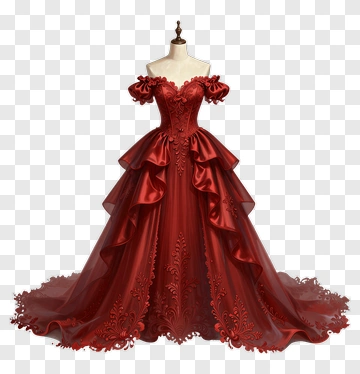 Red Ball Gown On Mannequin PNG