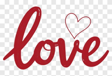 Red Love Handwritten With Heart PNG