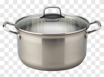 Stainless Steel Pot With Glass Lid PNG
