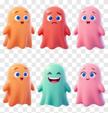 Cute Ghost Characters With Expressions PNG