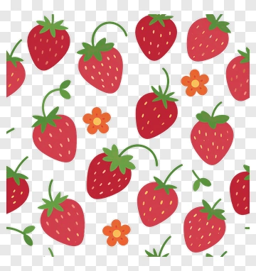 Strawberry And Flower Pattern PNG