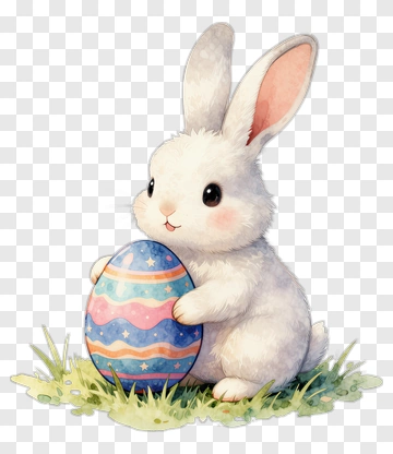 Cute Rabbit Holding Easter Egg PNG
