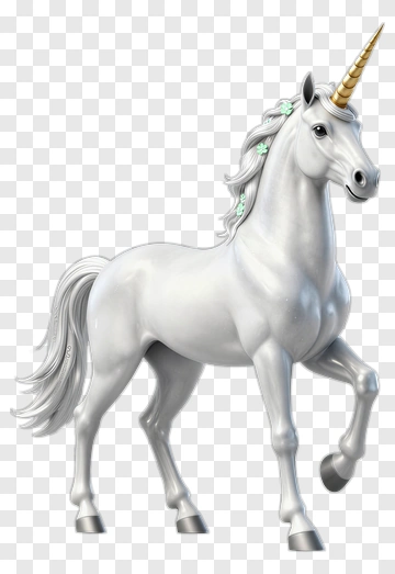 White Unicorn With Golden Horn PNG