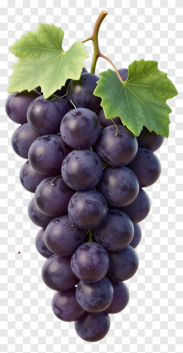Cluster Of Purple Grapes With Leaves PNG