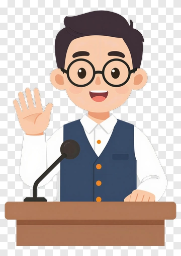 Cartoon Boy Speaker Waving PNG